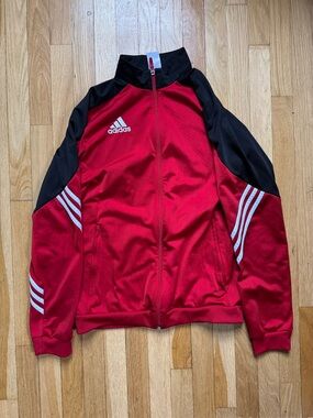 adidas Red and Black Zip-Front Training Jacket